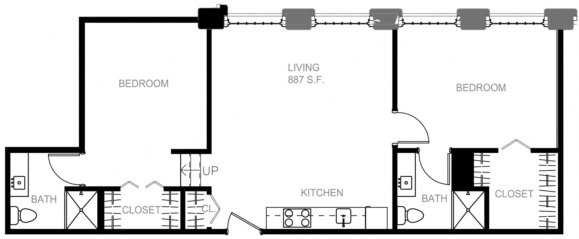Floorplan for Apartment #S2208, 2 bedroom unit at Halstead Providence
